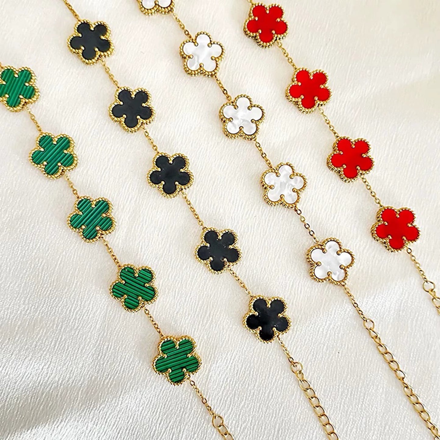 Hot Sale Stainless Steel Plum Blossom Gold Plated Bracelet High Quality Five Leaf Flower Jewelry Simple for Woman Gift Clover