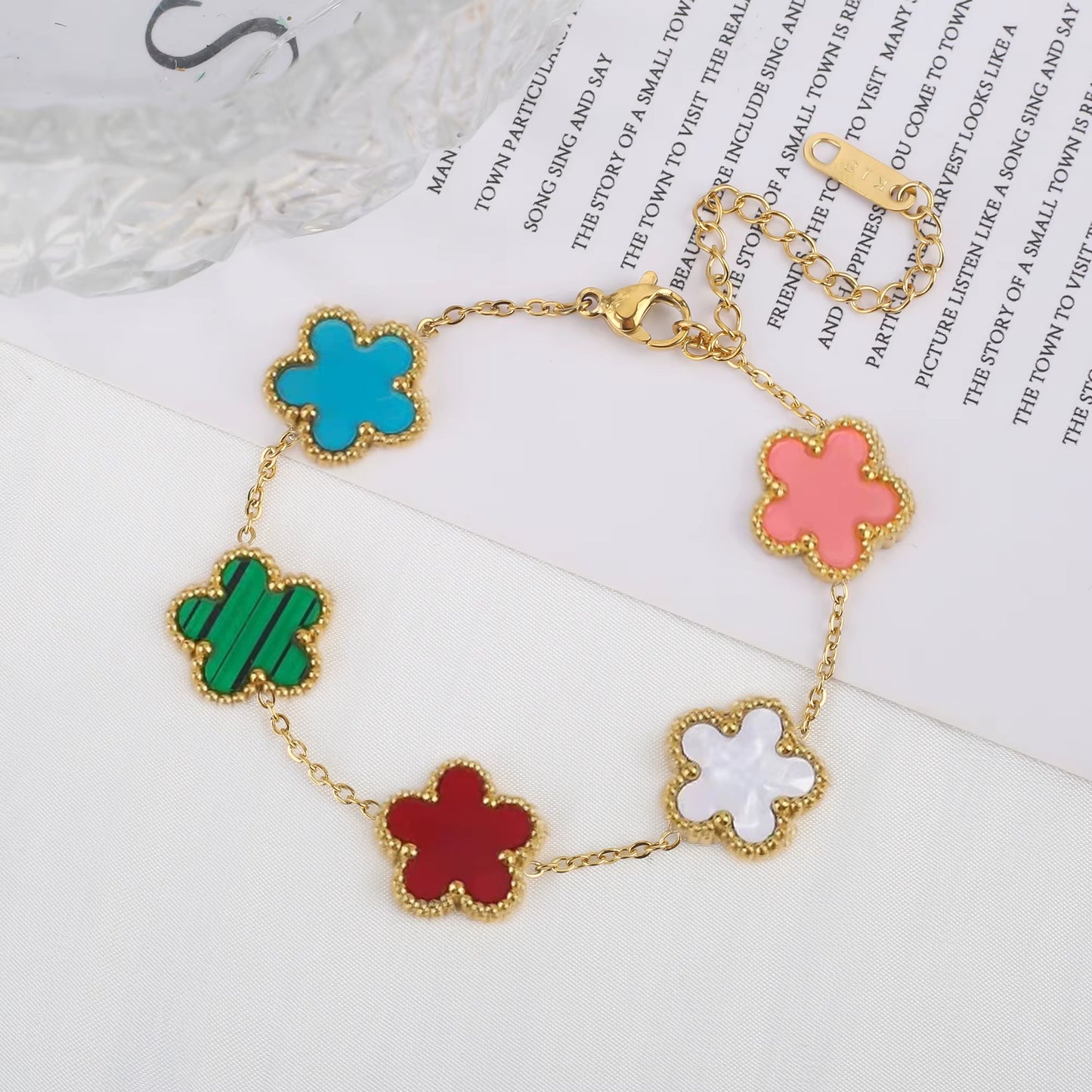 Hot Sale Stainless Steel Plum Blossom Gold Plated Bracelet High Quality Five Leaf Flower Jewelry Simple for Woman Gift Clover