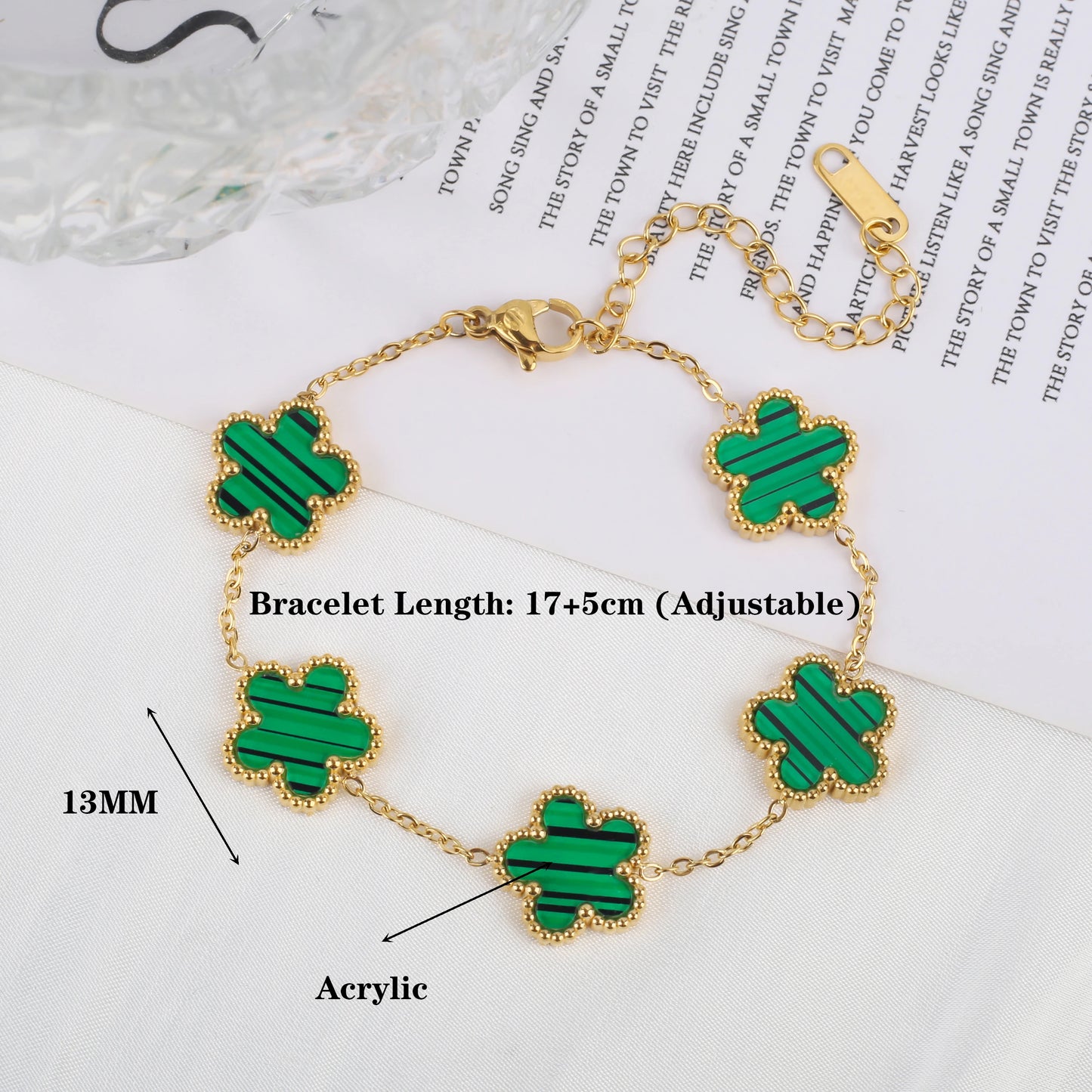 Hot Sale Stainless Steel Plum Blossom Gold Plated Bracelet High Quality Five Leaf Flower Jewelry Simple for Woman Gift Clover